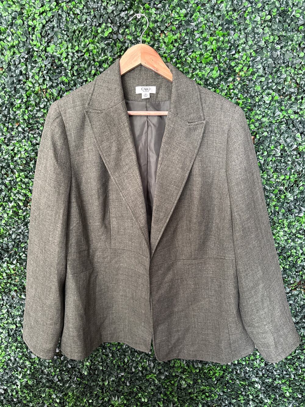 Cato Women's Twill Herringbone Pattern Green Jacket/Blazer, Women’s Size 18W